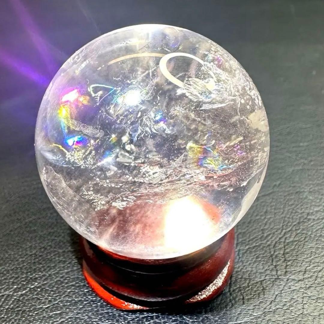 ヒマラヤ水晶 丸玉 虹入り 天然石 パワーストーン☆パワー浄化 A870