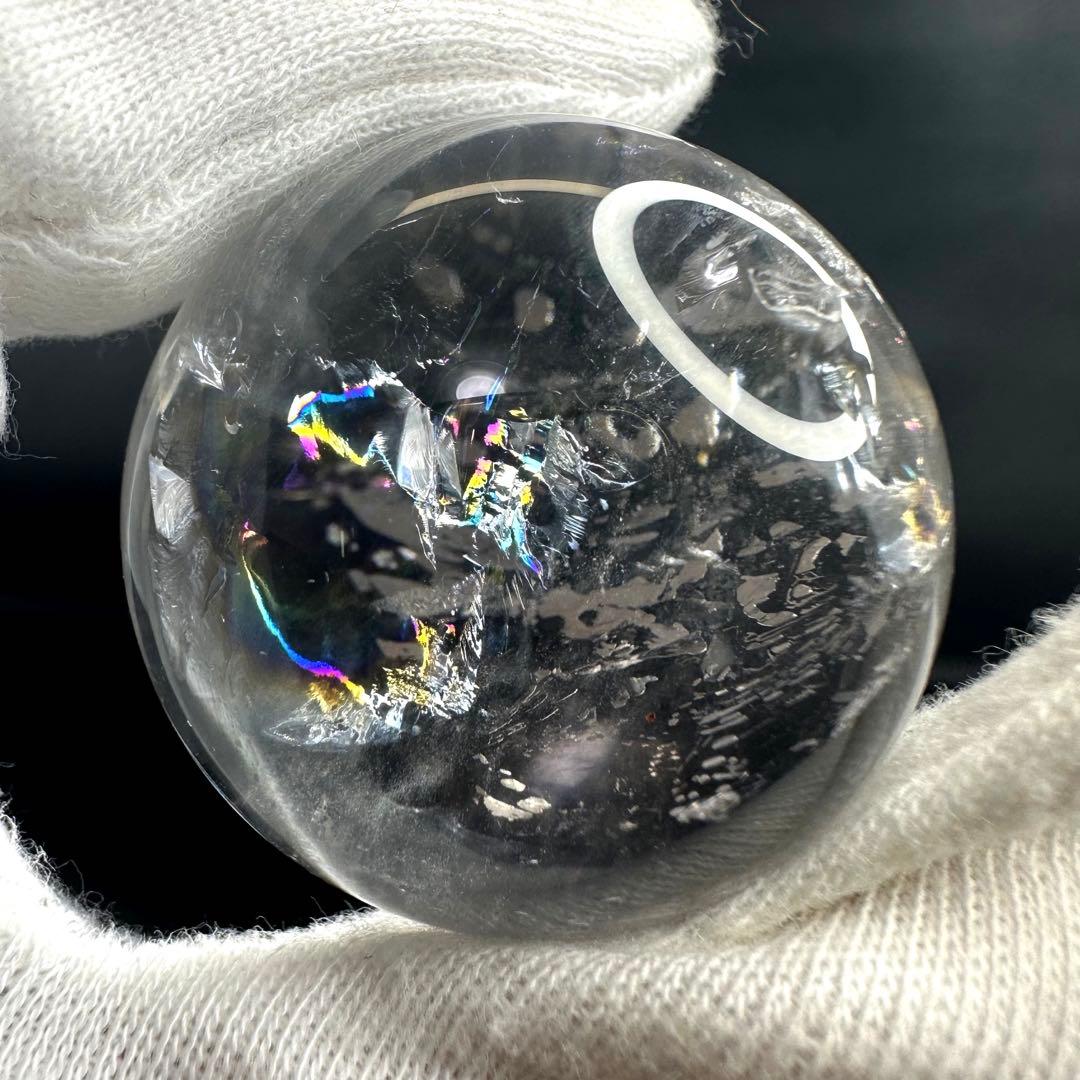 ヒマラヤ水晶 丸玉 虹入り 天然石 パワーストーン☆パワー浄化 A870