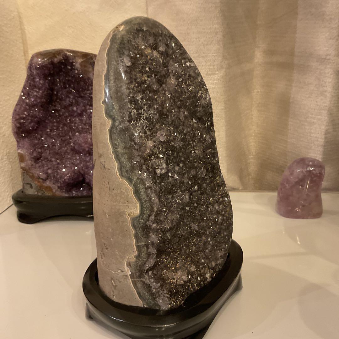 ウルグアイ産 グレー アメジスト 天然石 原石 水晶 クラスター