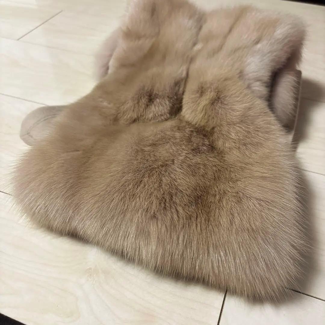 希少！FOXEY フォクシー ロシアンセーブル付き カシミヤス　トール マフラー