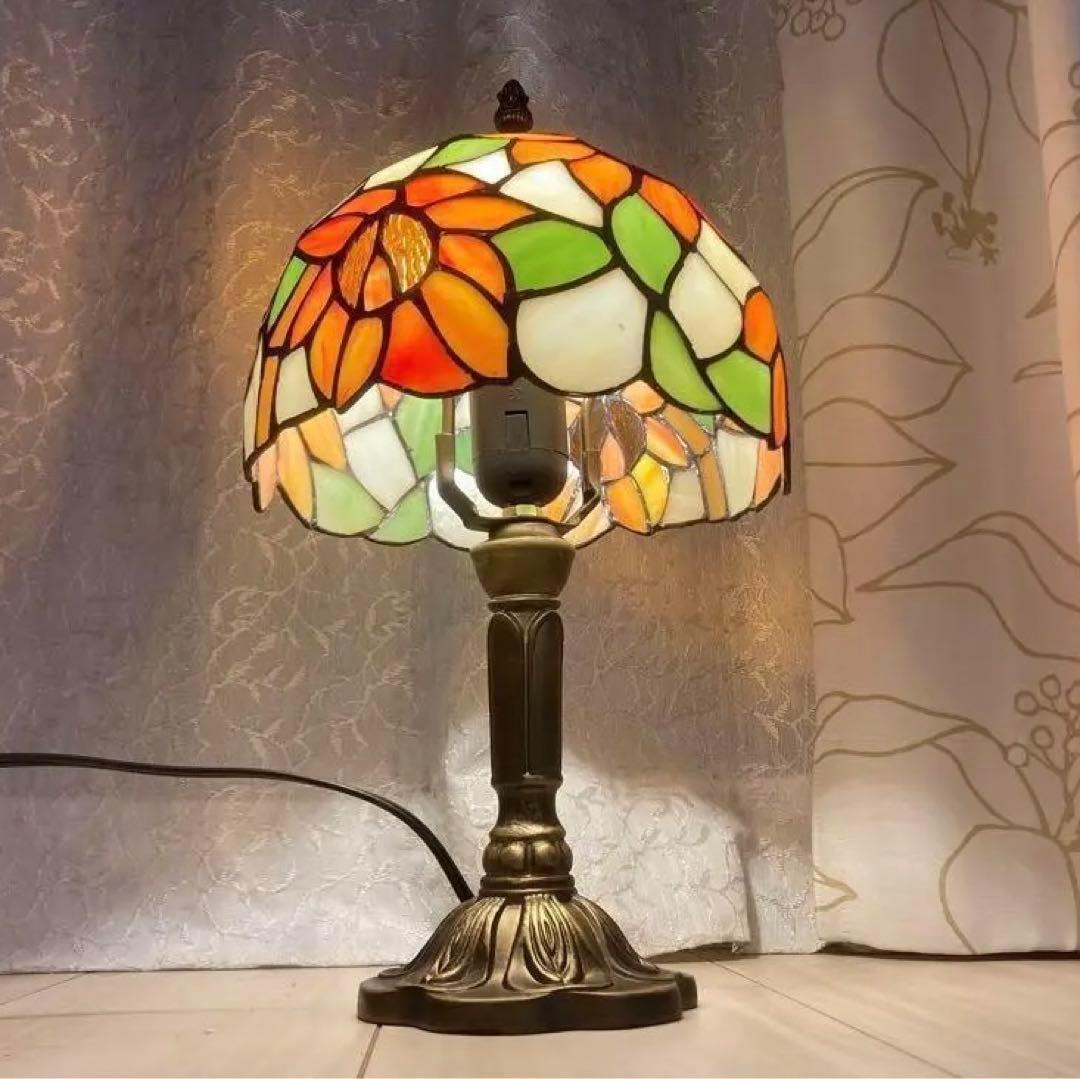ステンドグラス☆ティファニー調ランプ☆暖色☆ひまわり☆テーブルランプ