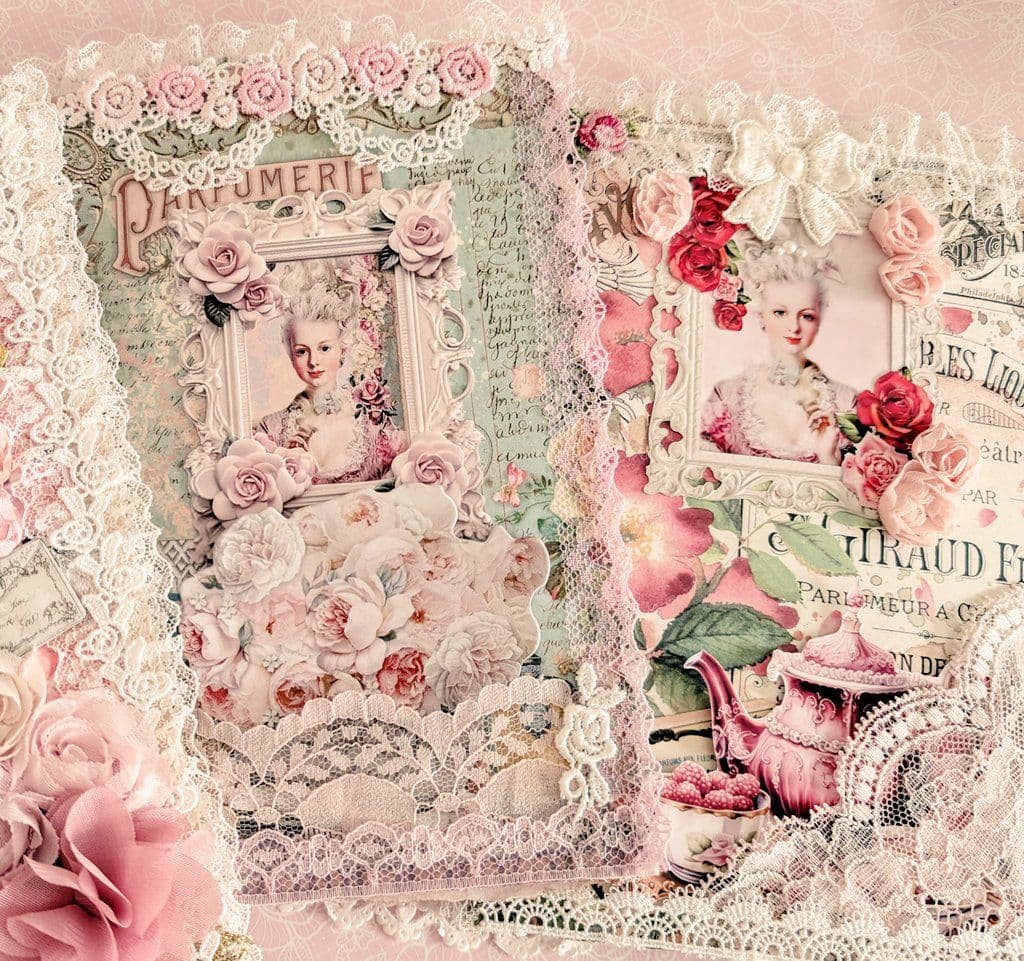 ロココ調レース＆薔薇の貴婦人の大型ジャンクジャーナル2025fp♥マリーの薔薇♥