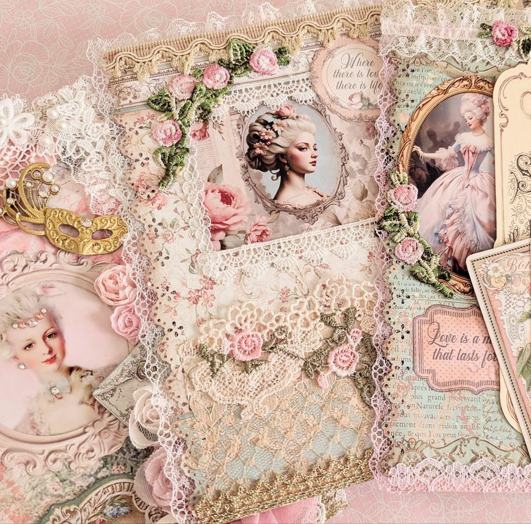 ロココ調レース＆薔薇の貴婦人の大型ジャンクジャーナル2025fp♥マリーの薔薇♥