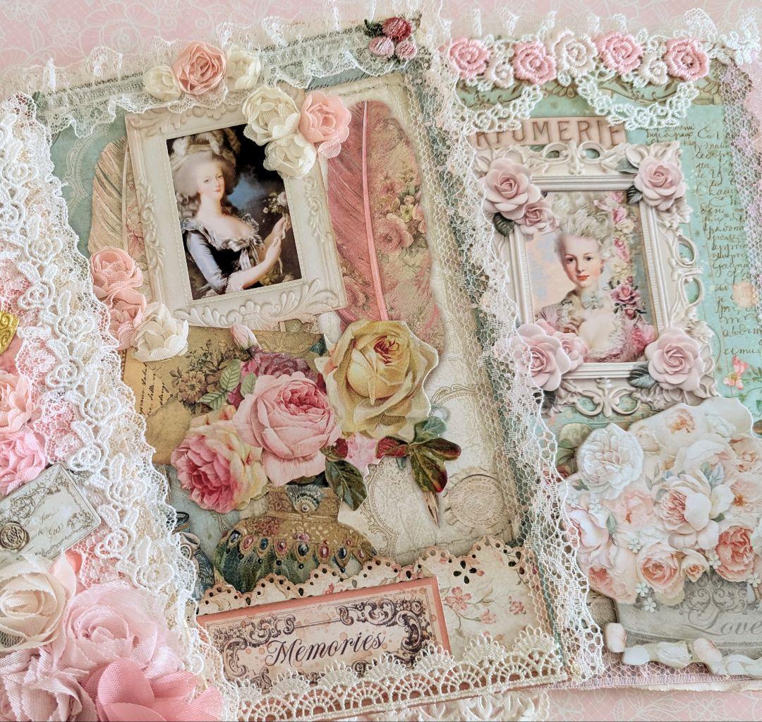 ロココ調レース＆薔薇の貴婦人の大型ジャンクジャーナル2025fp♥マリーの薔薇♥