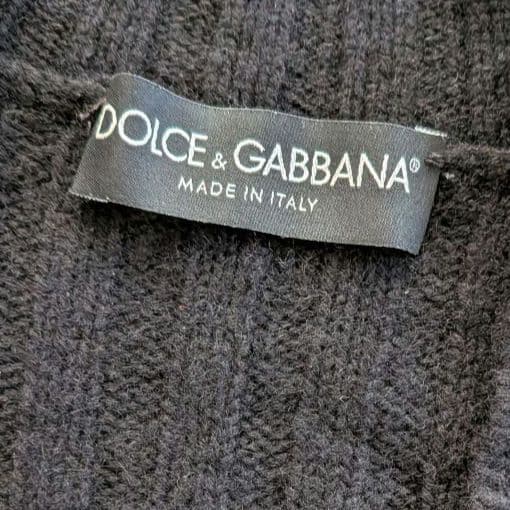 DOLCE & GABBANA カシミヤ リブニット Vネック D&G　ブラック