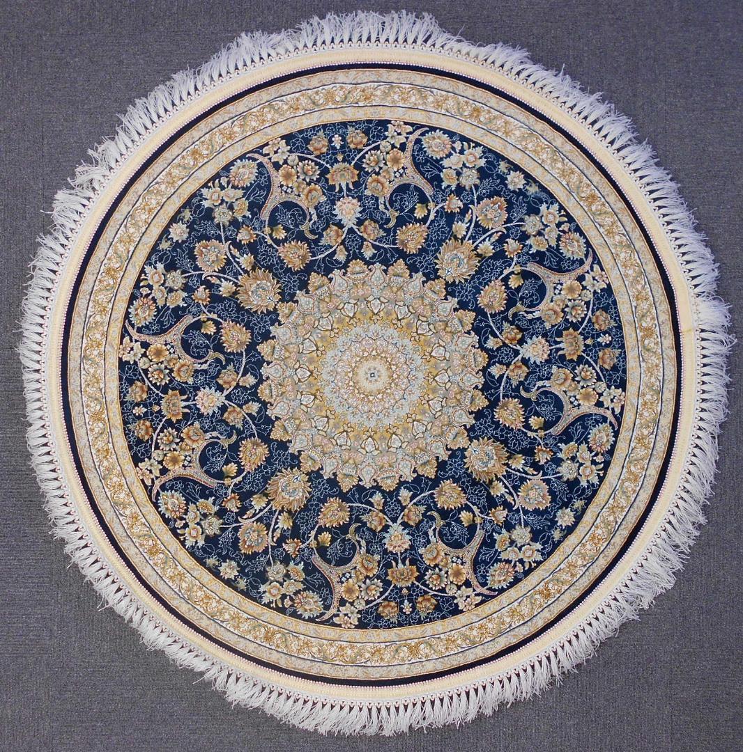 最後の一枚！225万ノット、本場イラン産 絨毯！円形150cm‐201641