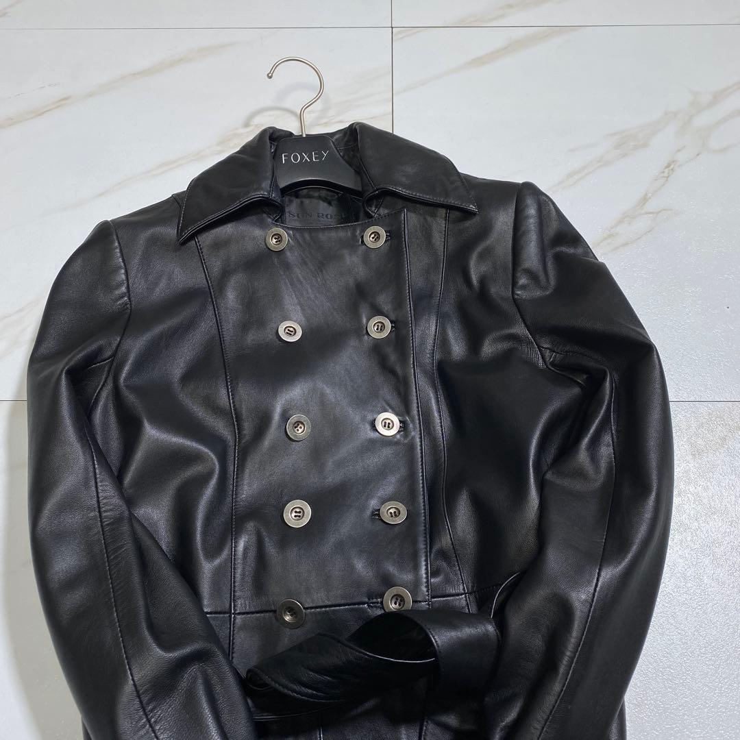 極美品♡SUNROSE 羊革 光沢 ラムレザーダブルトレンチコート 高級本革