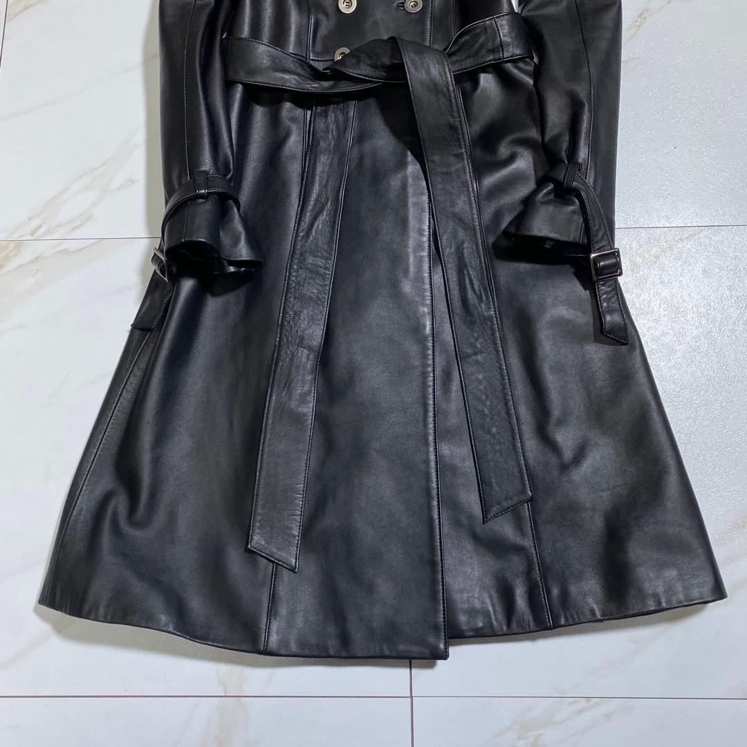 極美品♡SUNROSE 羊革 光沢 ラムレザーダブルトレンチコート 高級本革