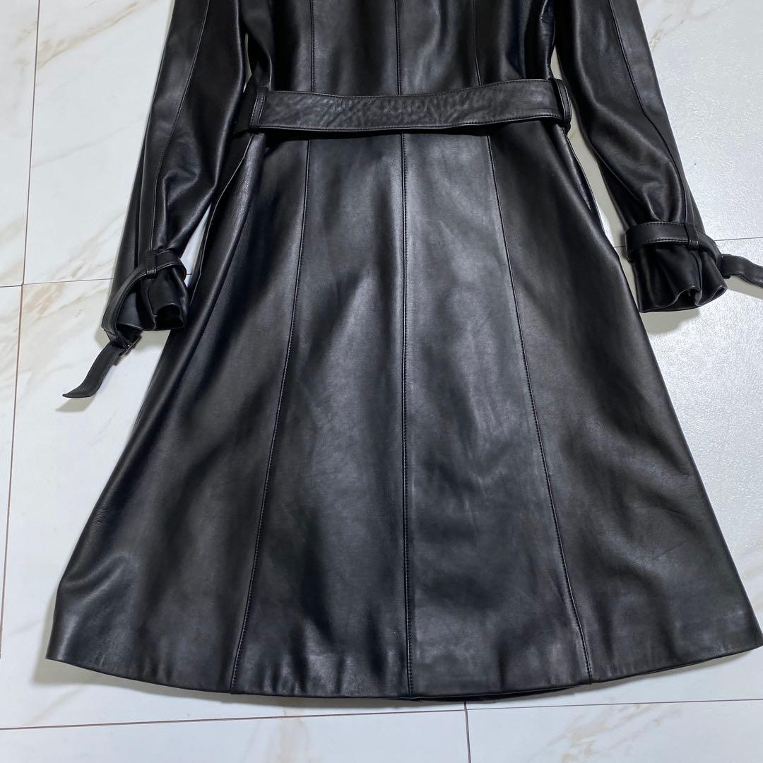 極美品♡SUNROSE 羊革 光沢 ラムレザーダブルトレンチコート 高級本革