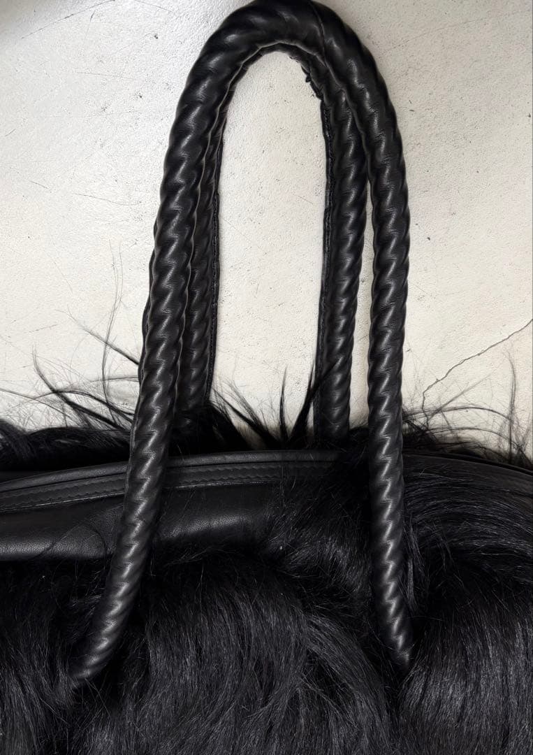 ゴートヘア　トートバッグ　ブラック　リアルファーレザー　アントワープ