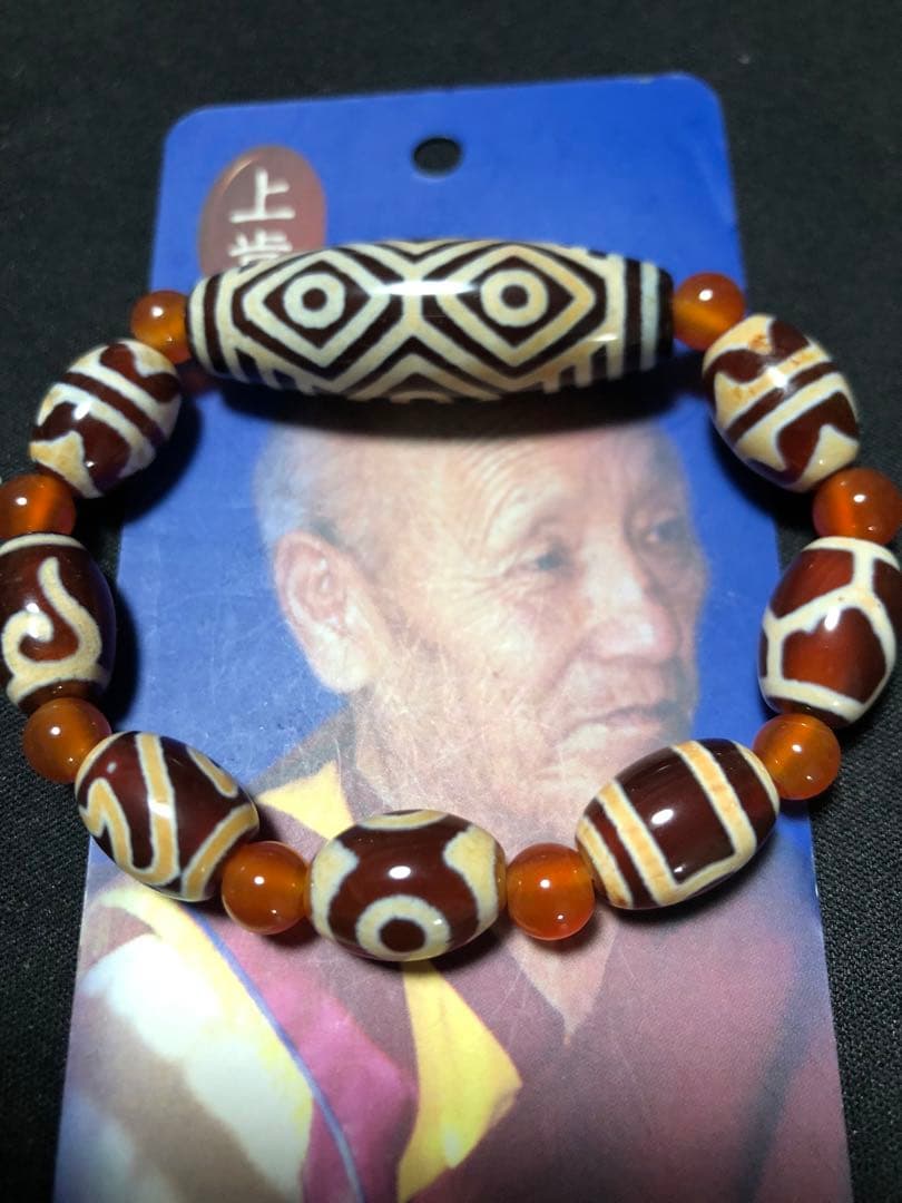 inashin、肯紅天珠‼️西蔵老礦紅玉髄龍眼天珠ブレスレット