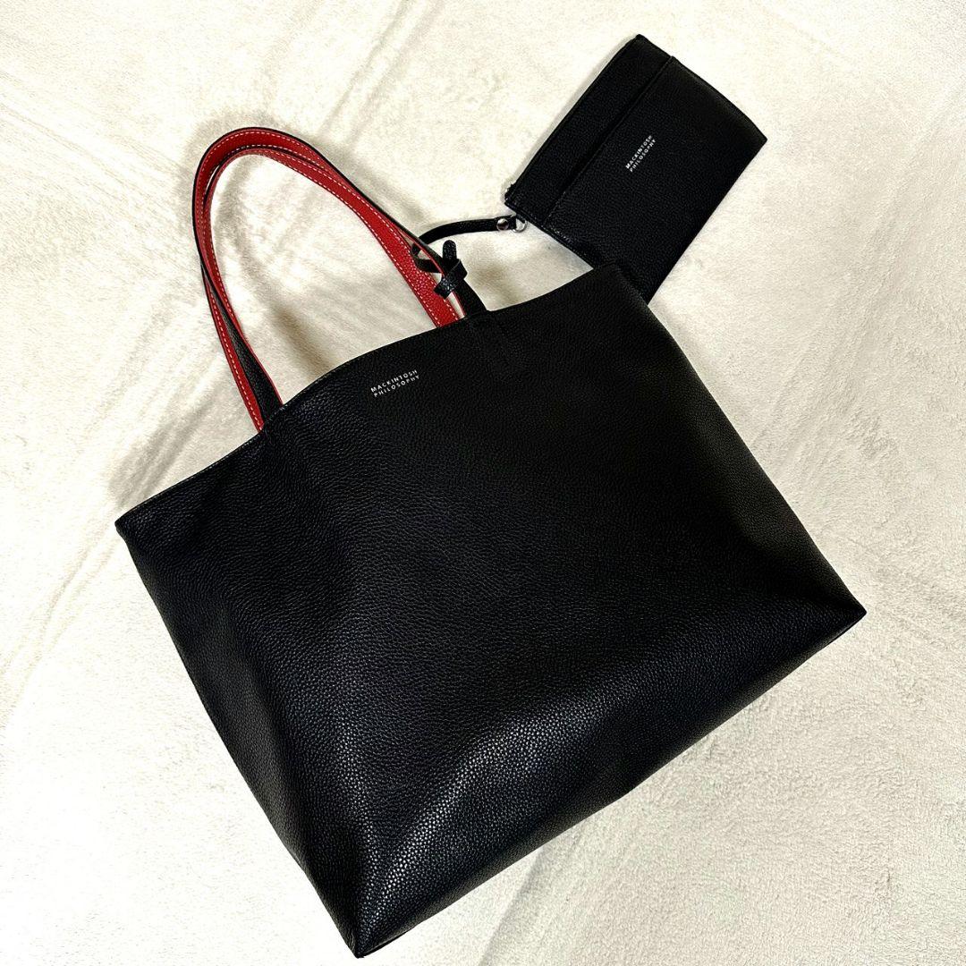 極美品 マッキントッシュフィロソフィー リバーシブル トートバッグ ポーチ付A4