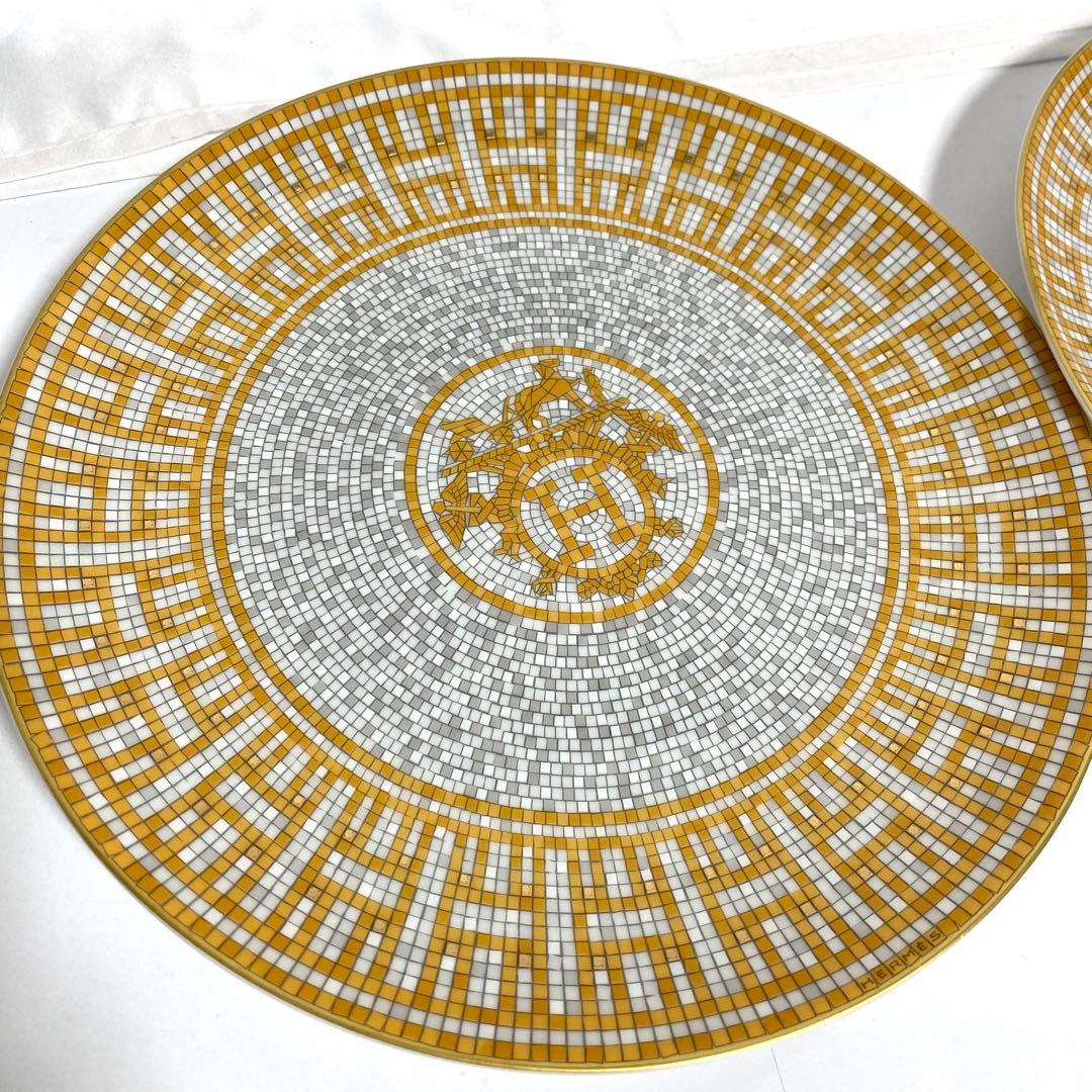 【未使用】HERMES モザイク24 ゴールド　デザートプレート21cm 2枚