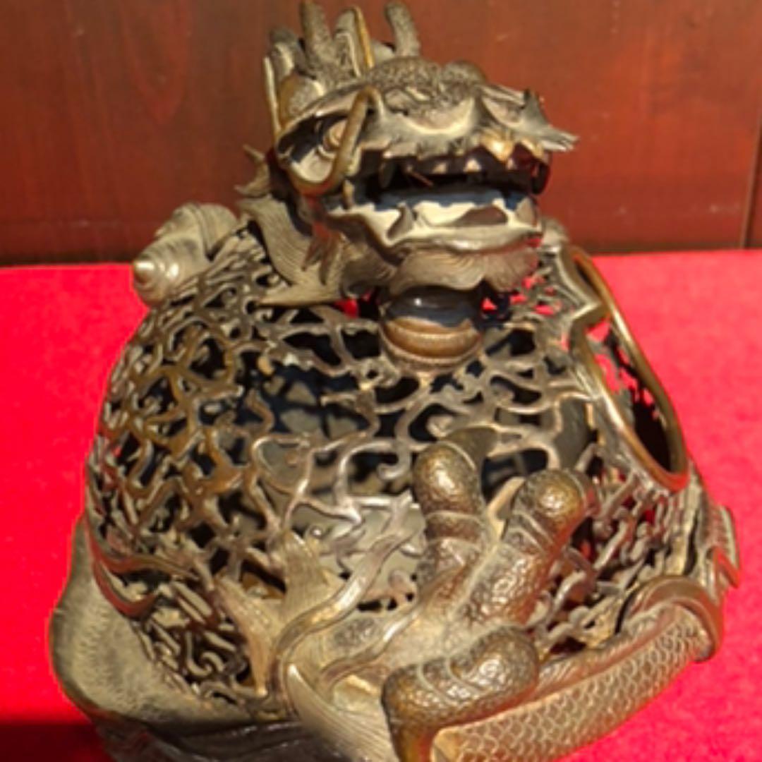 古銅　龍香炉