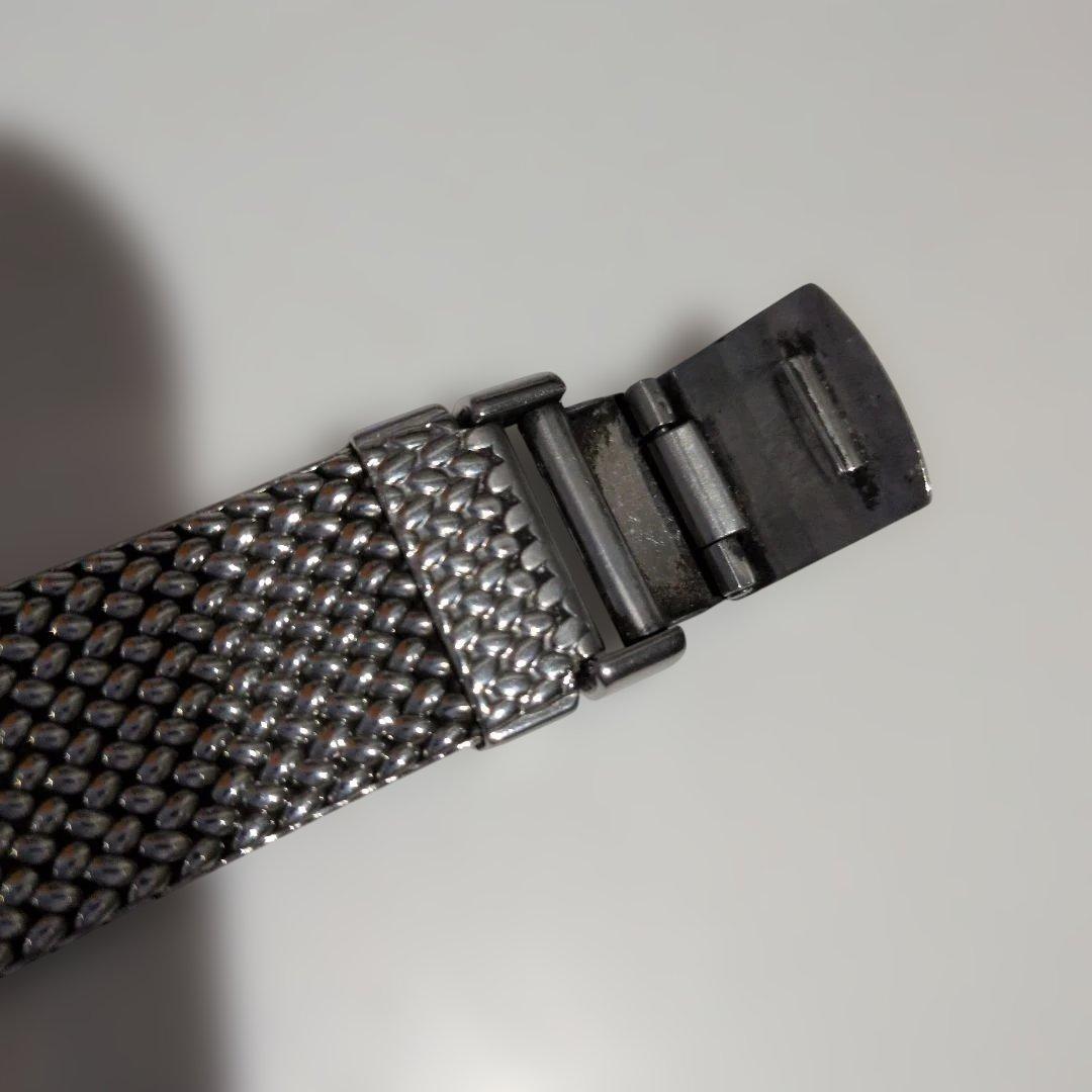 ジャンクCREDOR シルバー メッシュ ブラックダイヤル 腕時計