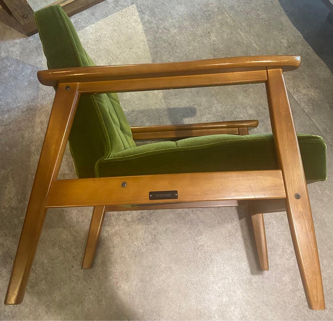 カリモク60 Kチェア　モケットグリーン　1シーター（送料5,000込）