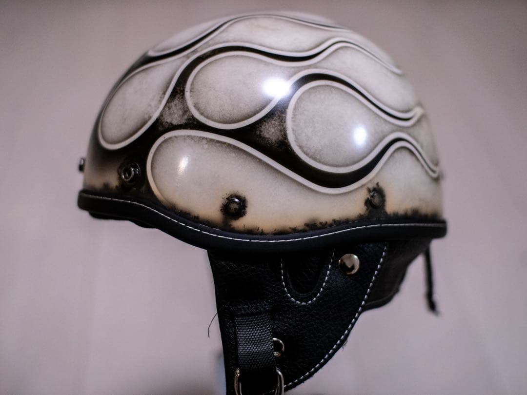 L 新品未使用　ポリヘル　ポリス　ヘルメット アイボリーエイジング黒フレア