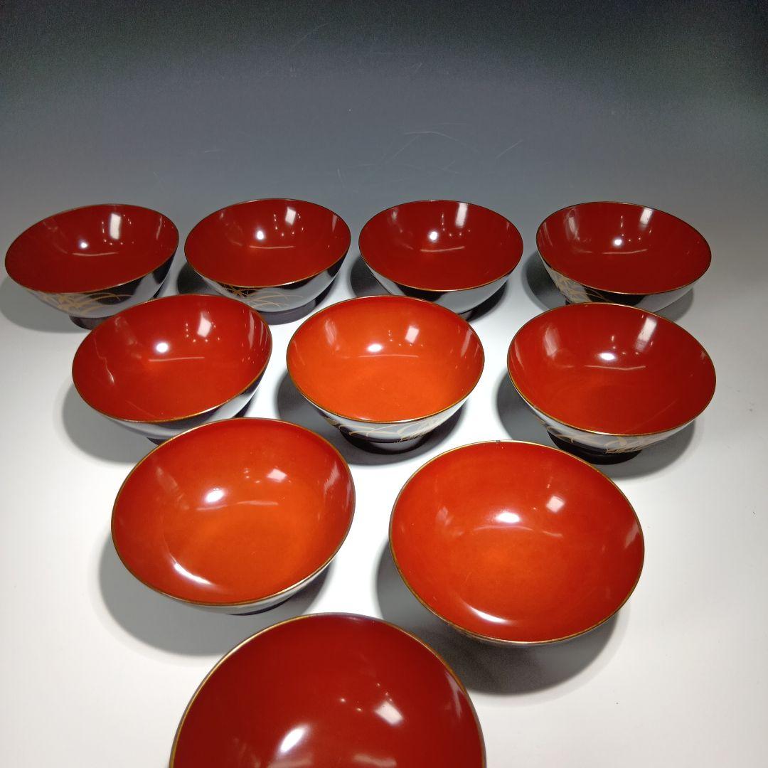 値下げ時代物　蒔絵吸物椀10客