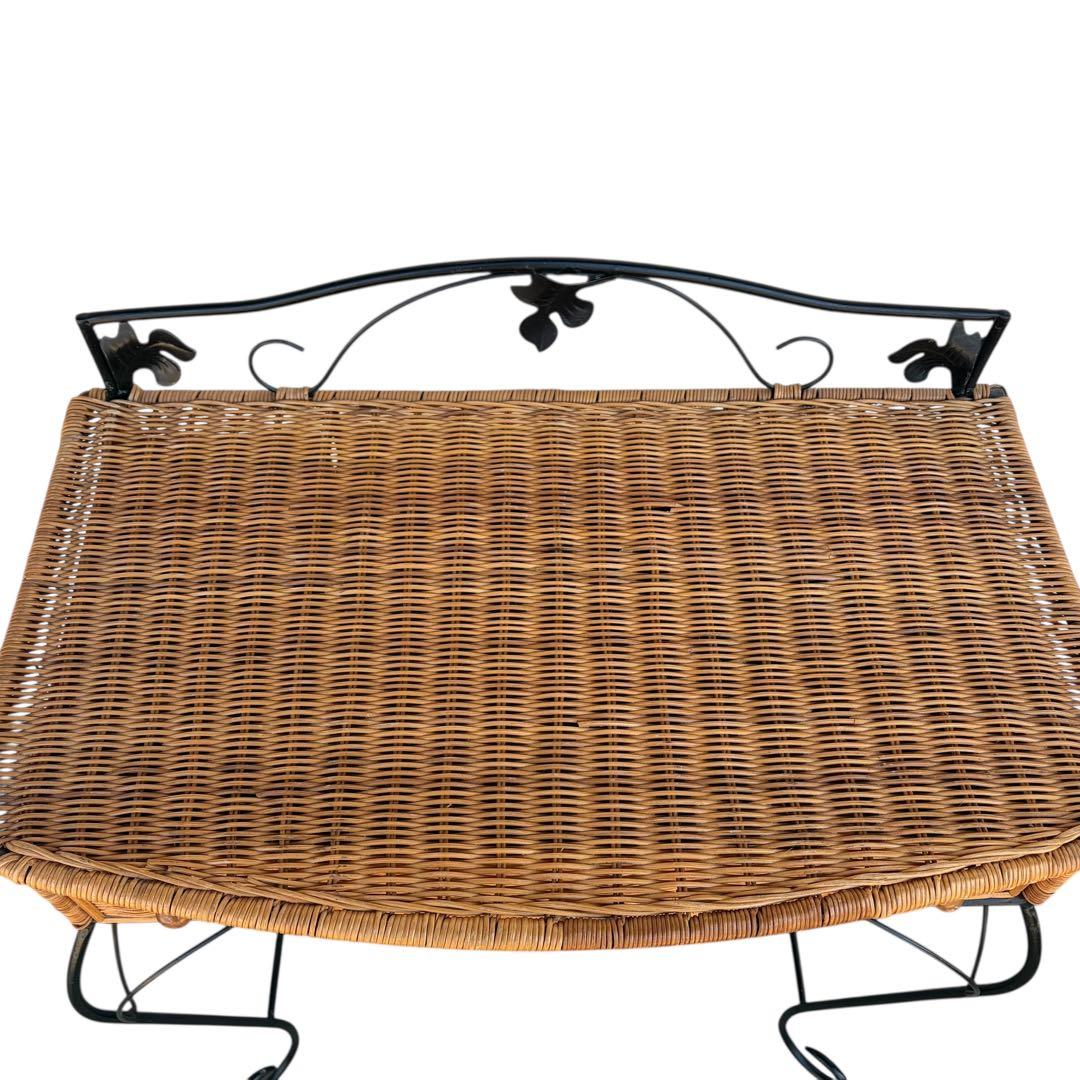 【希少】ラタンドレッサー ラタン収納スツール アイアンミラー3点セット 猫脚