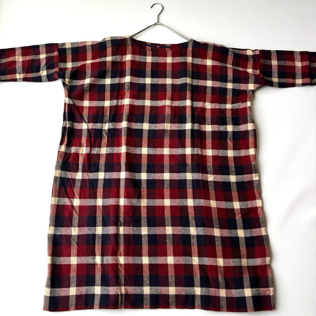 45R コットン100 ツイード　チェック　ワンピース　ワイドシルエット