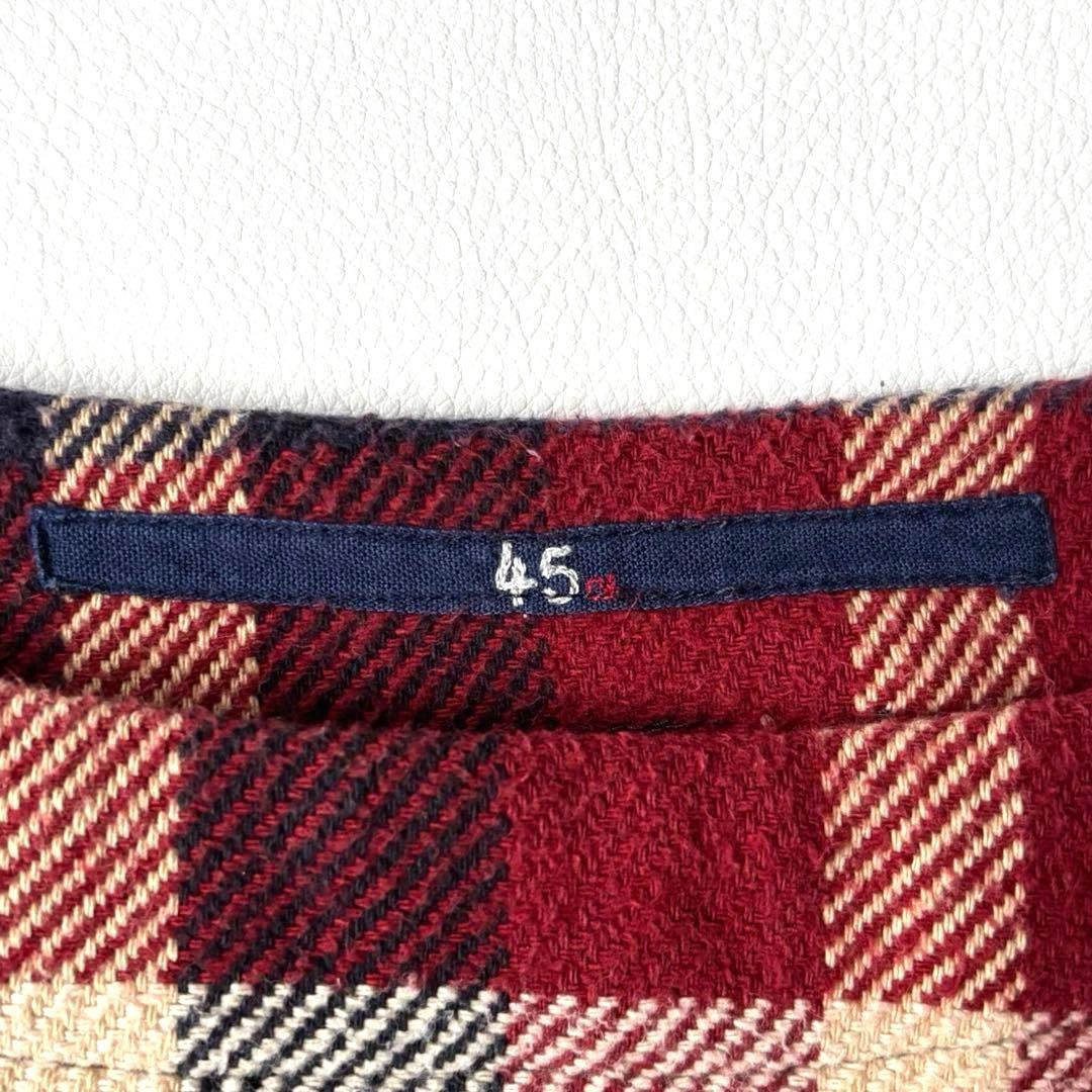 45R コットン100 ツイード　チェック　ワンピース　ワイドシルエット