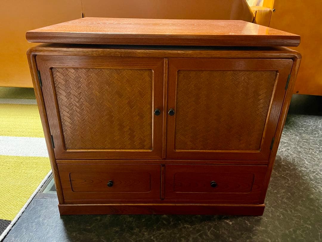 昭和レトロ アンティーク 回転式 テレビ台 食器棚？ サイドテーブル 天然木