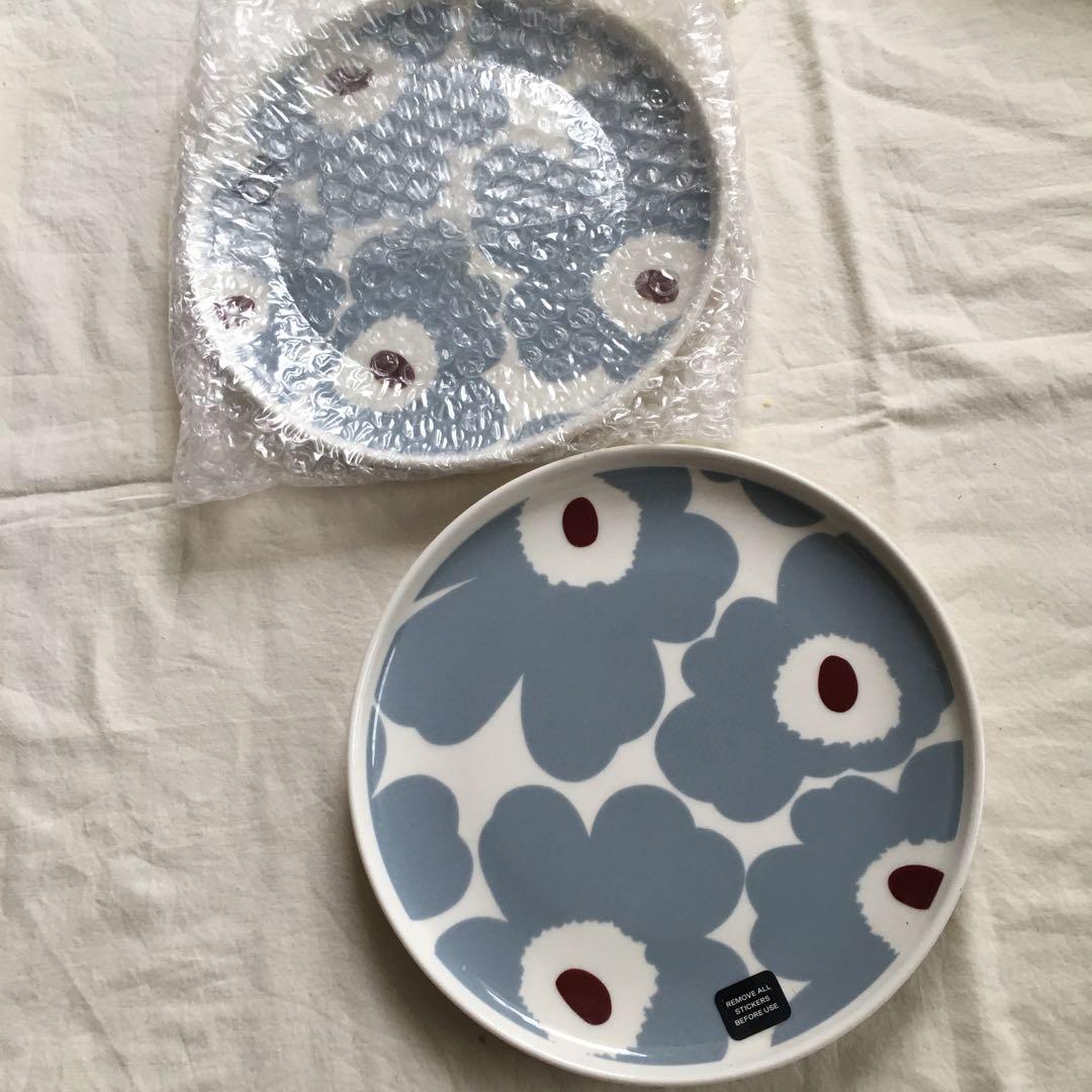 マリメッコ　新品未使用　ウニッコプレート　ブルーグレー