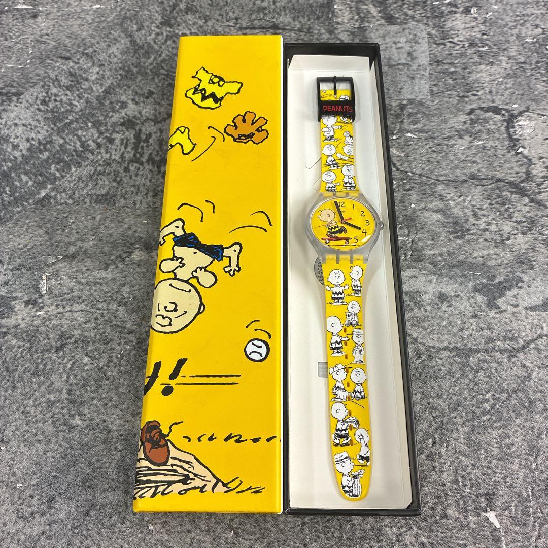 美品　スウォッチ　スヌーピー　ピーナッツ　時計　イエロー　チャーリーブラウン