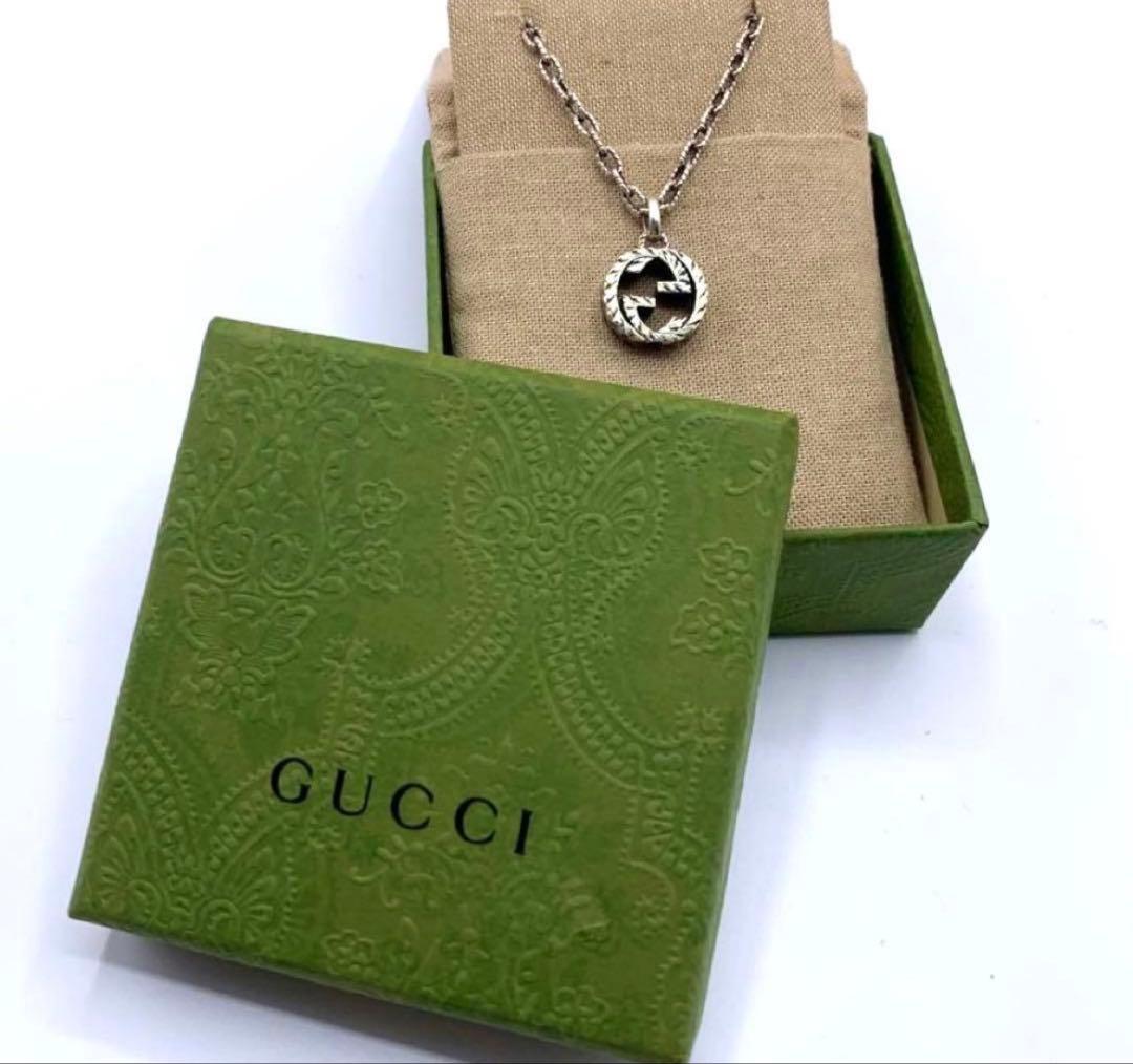 GUCCI ネックレス インターロッキング　アラベスク　いぶし銀　GG