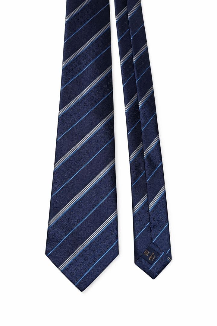 LOUIS VUITTON モノグラム　ネイビー ストライプ ネクタイ
