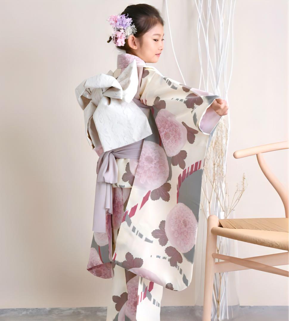 ひよこ商店 utatane 七五三 着物 7歳 ニュアンスカラー着物フルセット
