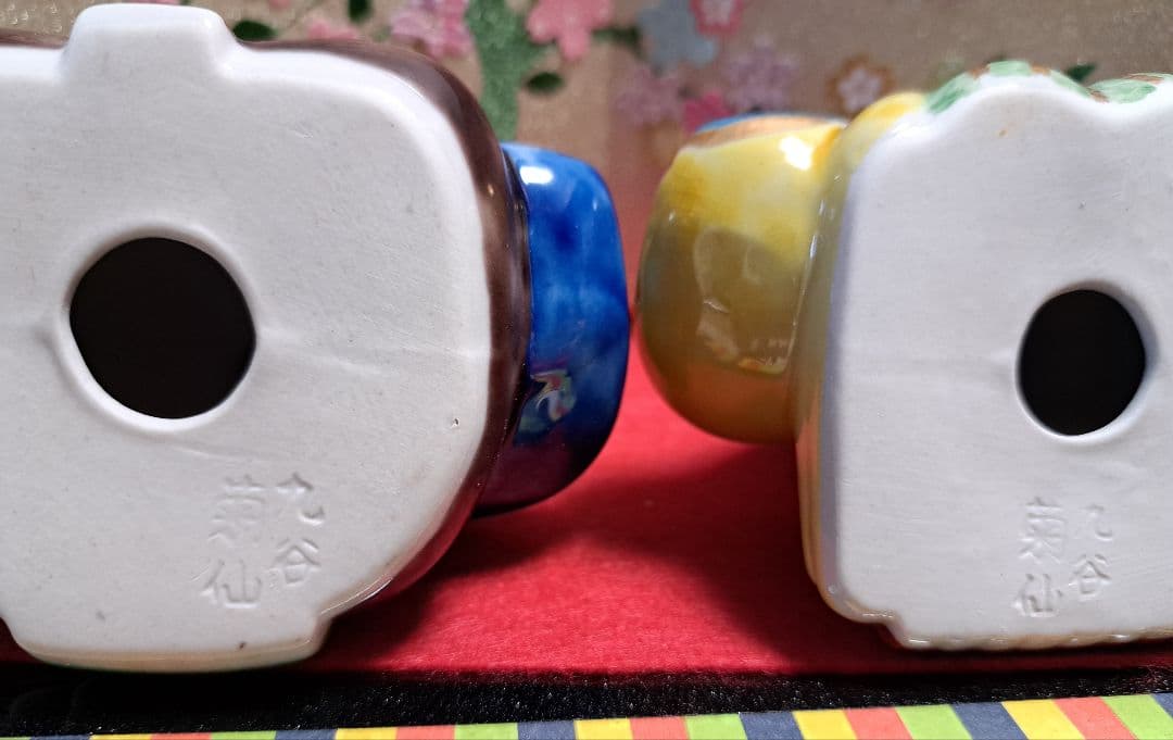 k-⑪九谷焼 ひな人形 3号 親王飾り 菊仙作 唐草 鹿の子