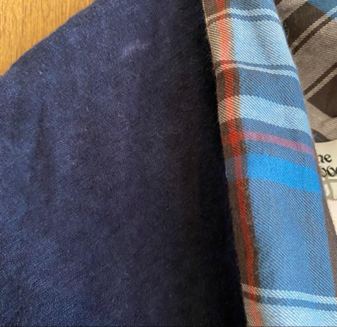 ヴィヴィアンウエストウッド⭐︎襟元チェック柄変形カーディガン　ブルー系