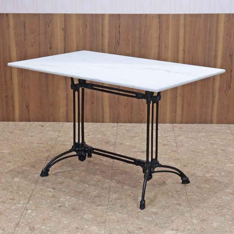 パブテーブル 110cm 大理石 長方形 カフェテーブル ブロンズ調 石