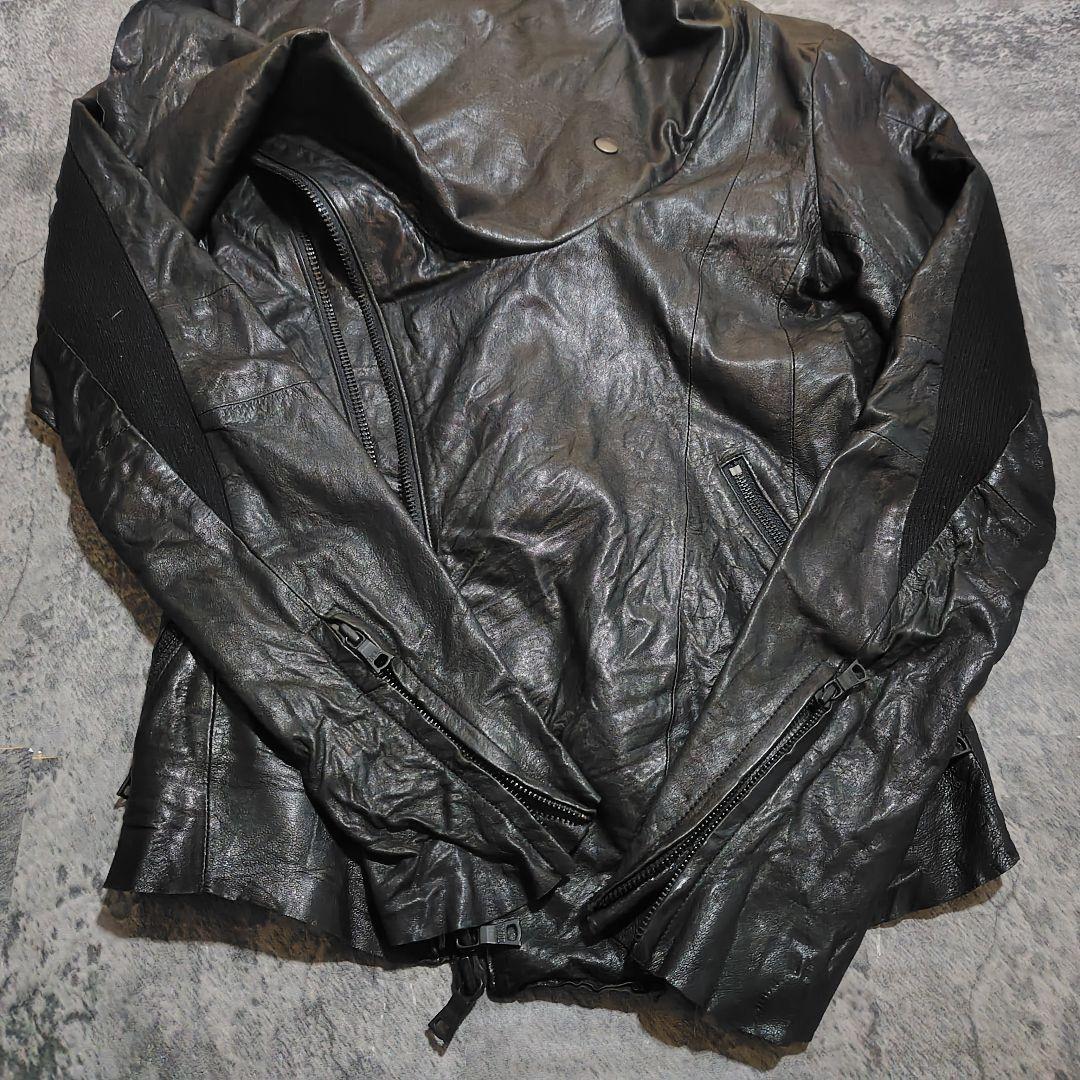 sandwich Johnny Wolf ドレープレザージャケット 変形襟