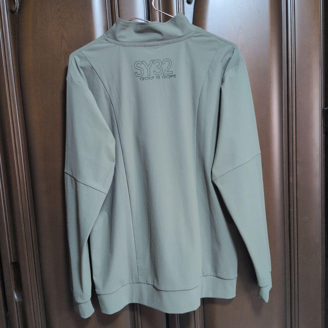 SY32 :メンズ:Lサイズ:ハーフジップ長袖シャツ:オリーブ色