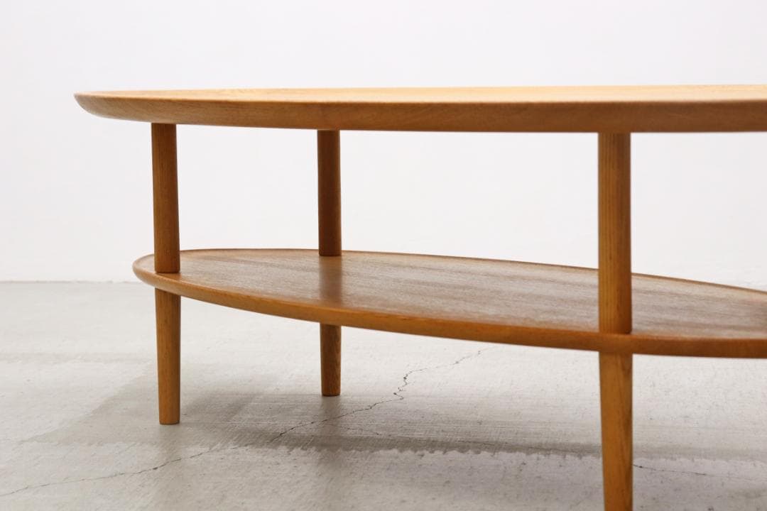 ヒラシマ ボルド オーク無垢材 オーバル センターテーブル ナチュラル