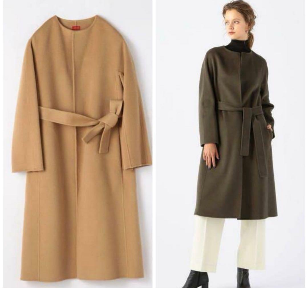25日までお値下げ！デプレ　ウールメルトンクルーネックコート　リバー　キャメ