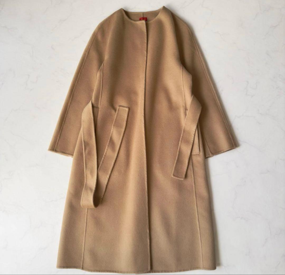 25日までお値下げ！デプレ　ウールメルトンクルーネックコート　リバー　キャメ