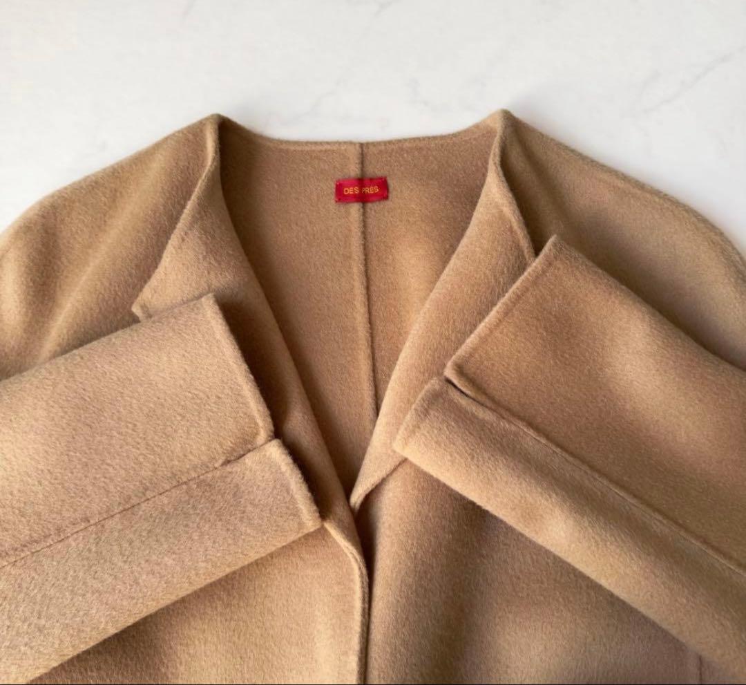 25日までお値下げ！デプレ　ウールメルトンクルーネックコート　リバー　キャメ