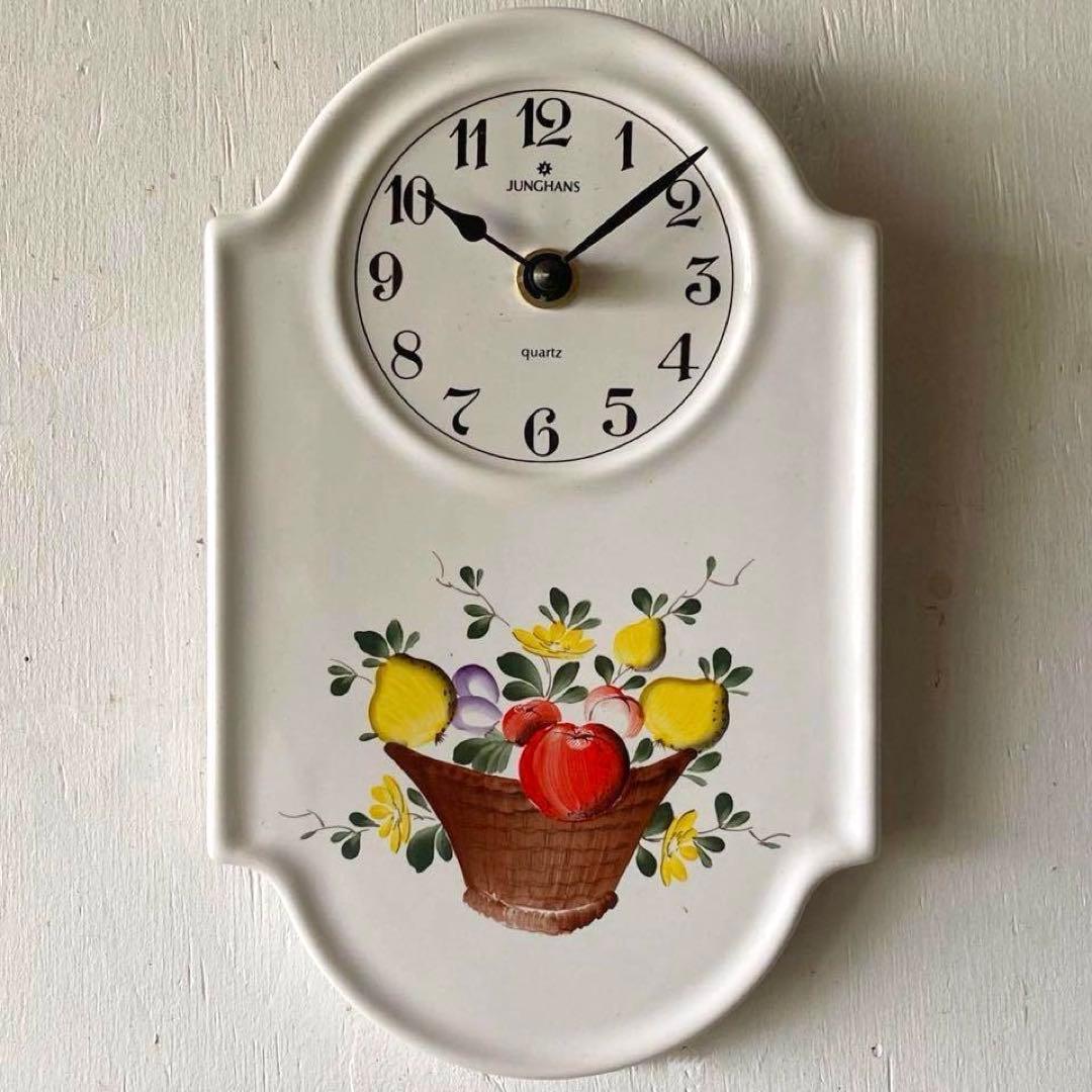 ⚫︎メンテ済み品⚫︎ドイツ ユンハンス 陶器 ヴィンテージ クロック 掛け時計