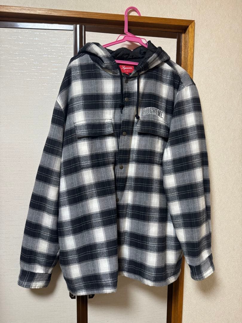 トップス supreme 19AW quilted hooded plaid shirt
