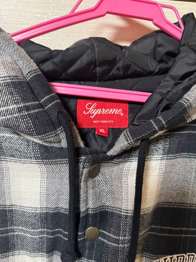 トップス supreme 19AW quilted hooded plaid shirt