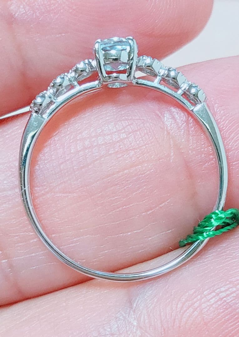 新入荷 未使用品 pt900 天然アクアマリン ダイヤモンド リング