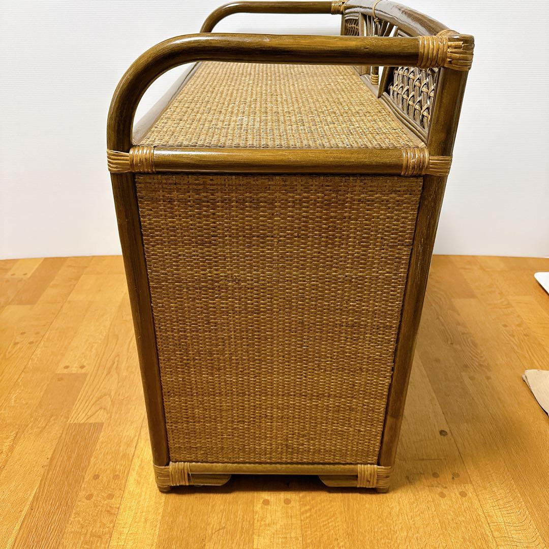 ラタン チェスト サイドボード レトロ 古家具 4段10杯 引き出し箪笥