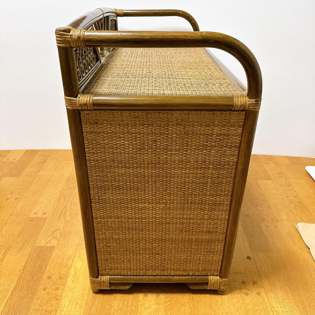 ラタン チェスト サイドボード レトロ 古家具 4段10杯 引き出し箪笥