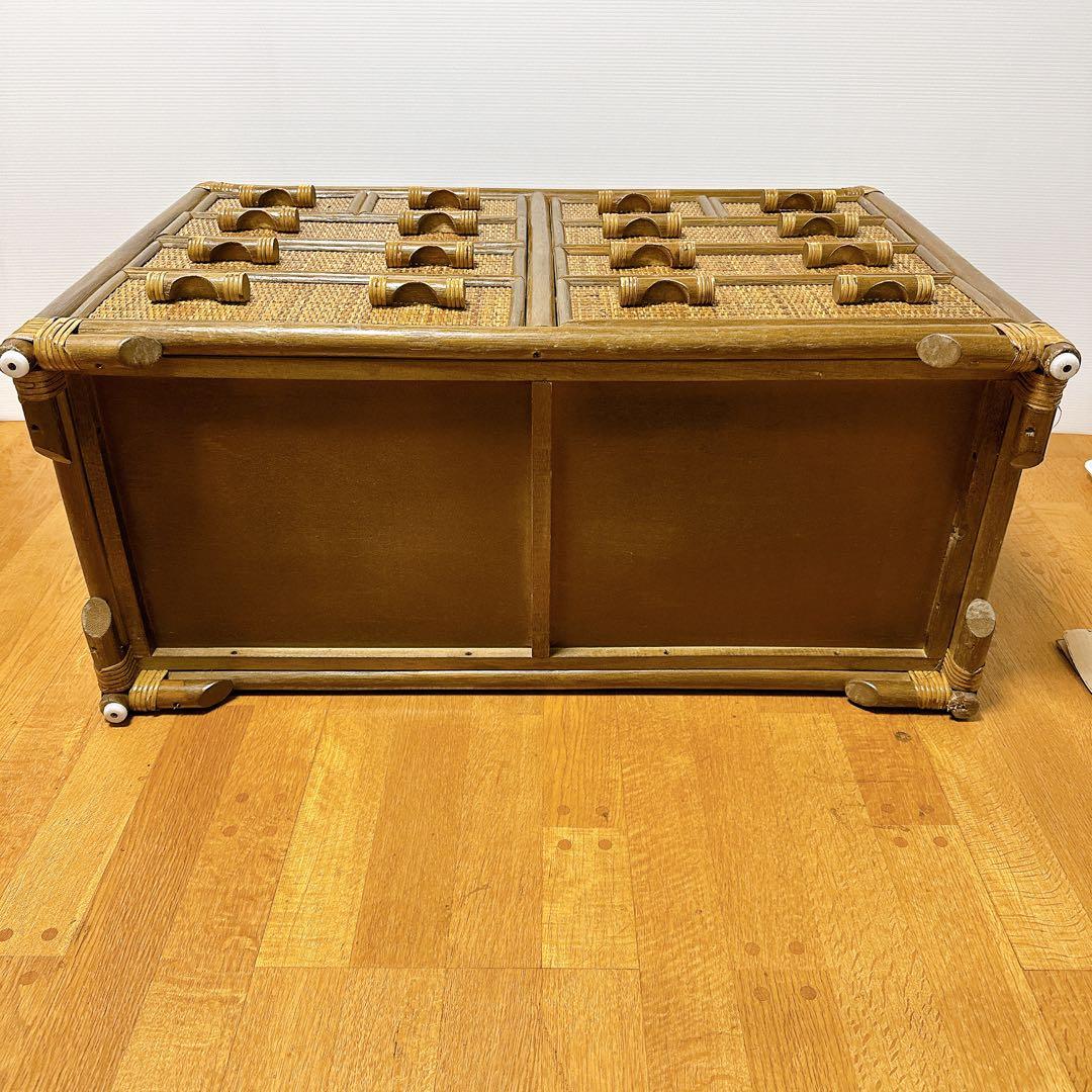 ラタン チェスト サイドボード レトロ 古家具 4段10杯 引き出し箪笥