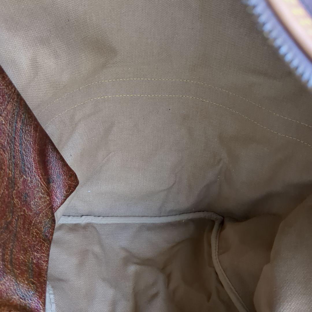 ETRO エトロ ボストンバッグ 南京錠・鍵・タグ付き 茶系ペイズリー 大容量