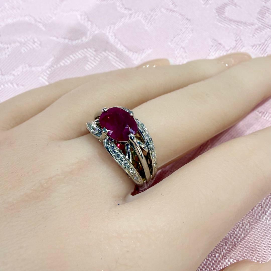 Pt900/K18 ルビー 2.12ct ダイヤモンド 0.20ct リング