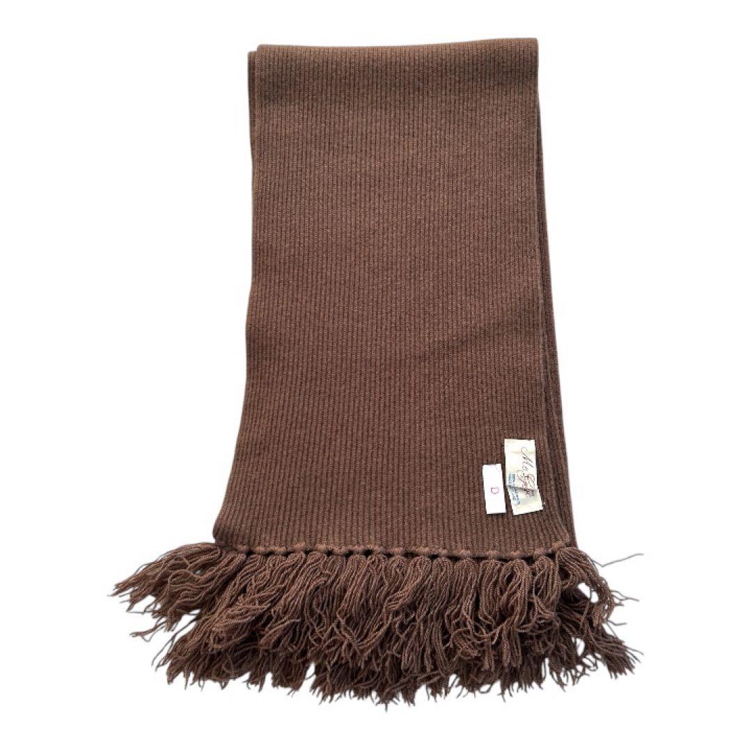 マックジョージ　ピュアカシミヤ　ブラウン フリンジマフラー　スコットランド製